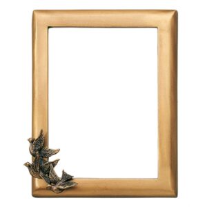 Cornice porta-foto rettangolare con colombe – Linea Olpe Volo – Bronzo