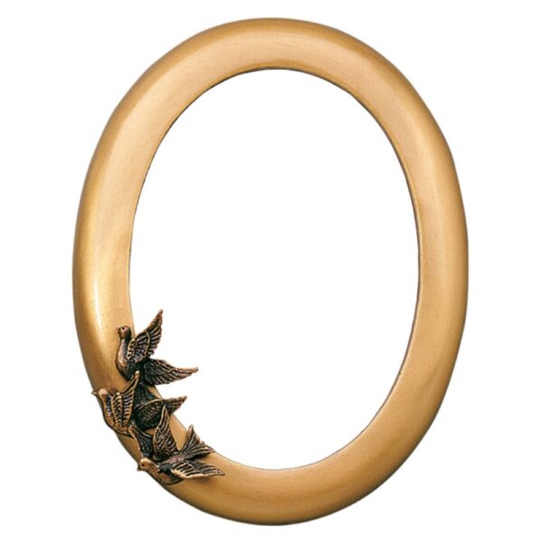 Cornice porta-foto ovale con colombe - Linea Olpe Volo - Bronzo