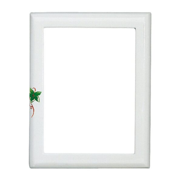 Cornice porta-foto rettangolare - Finitura bianca decorata - Linea Olpe - Bianco Edera - Bronzo