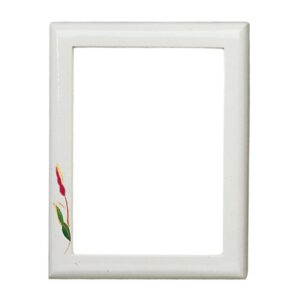 Cornice porta-foto rettangolare – Finitura bianca decorata – Linea Olpe – Bianco Anturium – Bronzo