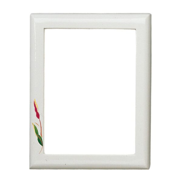 Cornice porta-foto rettangolare - Finitura bianca decorata - Linea Olpe - Bianco Anturium - Bronzo