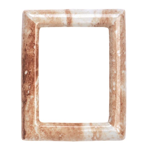 Cornice porta-foto rettangolare - Finitura marmo Travertino - Porcellana