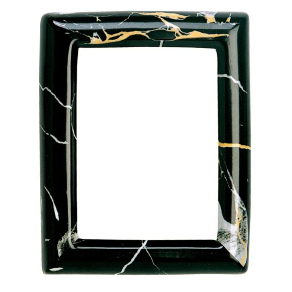 Cornice porta-foto rettangolare - Finitura marmo Portoro - Porcellana