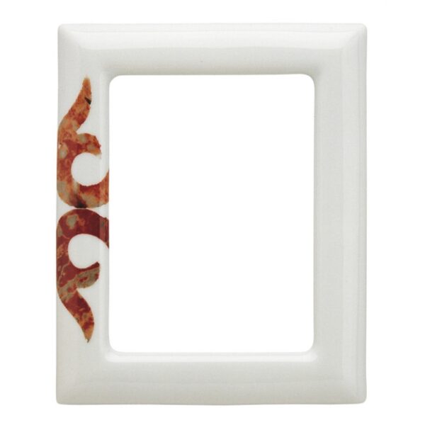 Cornice porta-foto rettangolare - Linea Liberty finitura marmo Rosso Francia - Porcellana