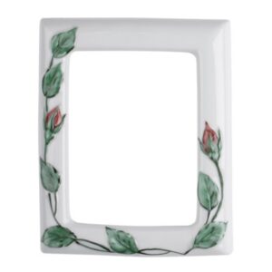 Cornice porta-foto rettangolare decorata – Linea Tralci di rose filo rosso – Porcellana
