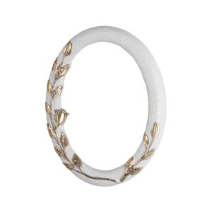 Cornice porta-foto ovale decorata – Finitura bianco – Linea Meg – Bronzo Shell Moulding