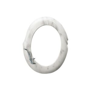 Cornice porta-foto ovale con decorazione cromo – Finitura marmo di Carrara – Linea Olla Fela – Bronzo