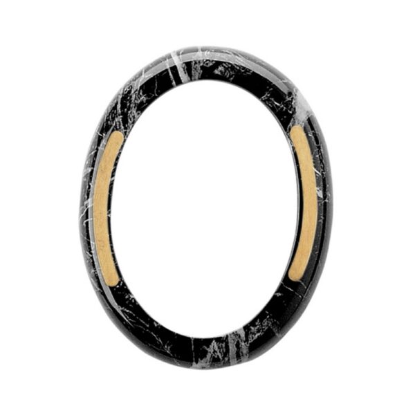 Cornice porta-foto ovale - Finitura marmo Nero Marquinia con decorazione bronzo - Linea Cotile - Bronzo