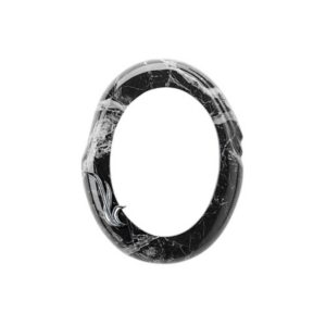 Cornice porta-foto ovale – Finitura marmo Nero Marquinia con decorazione cromo – Linea Olla Fela – Bronzo