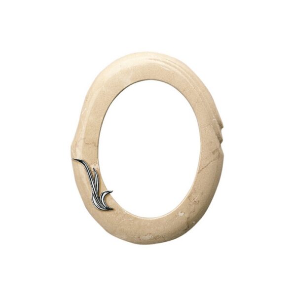 Cornice porta-foto ovale con decorazione cromata - Finitura marmo Botticino - Linea Olla Fela - Bronzo
