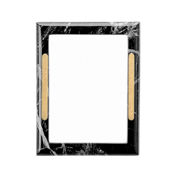 Cornice porta-foto rettangolare - Finitura marmo Nero Marquinia con decorazione bronzo - Linea Cotile - Bronzo