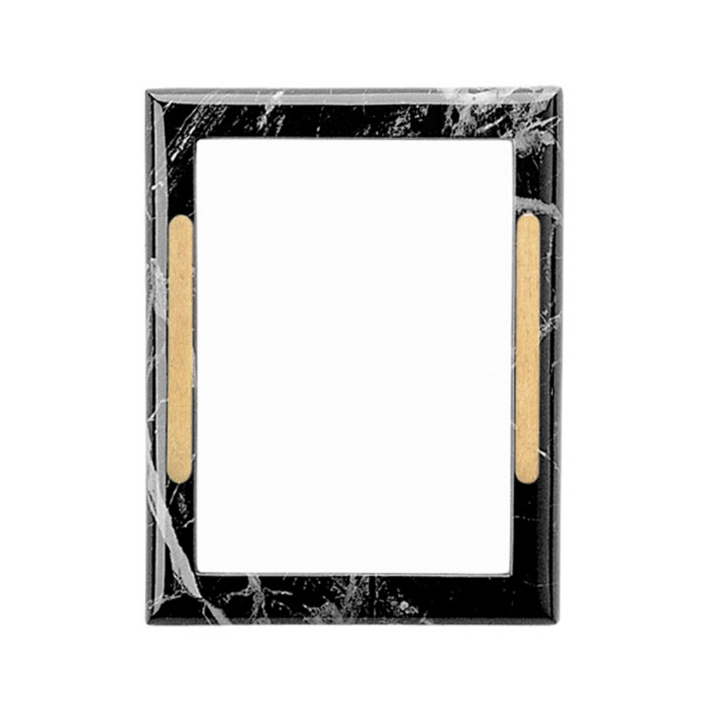 0002012 cornice porta foto rettangolare finitura marmo nero marquinia con decorazione bronzo linea cotile br 1000