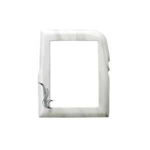 Cornice porta-foto rettangolare – Finitura marmo Carrara con decorazione cromo – Linea Olla Fela – Bronzo