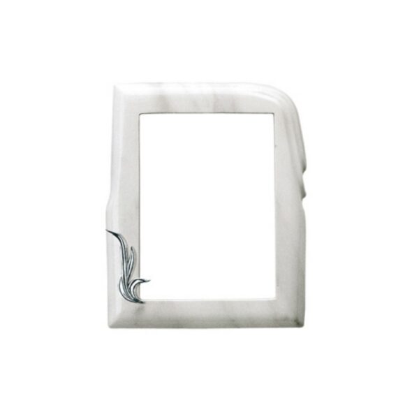 Cornice porta-foto rettangolare - Finitura marmo Carrara con decorazione cromo - Linea Olla Fela - Bronzo