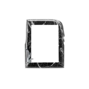 Cornice porta-foto rettangolare – Finitura marmo Nero Marquinia con decorazione cromo – Linea Olla Fela – Bronzo