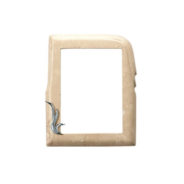 Cornice porta-foto rettangolare - Finitura marmo Botticino con decorazione cromo - Linea Olla Fela - Bronzo