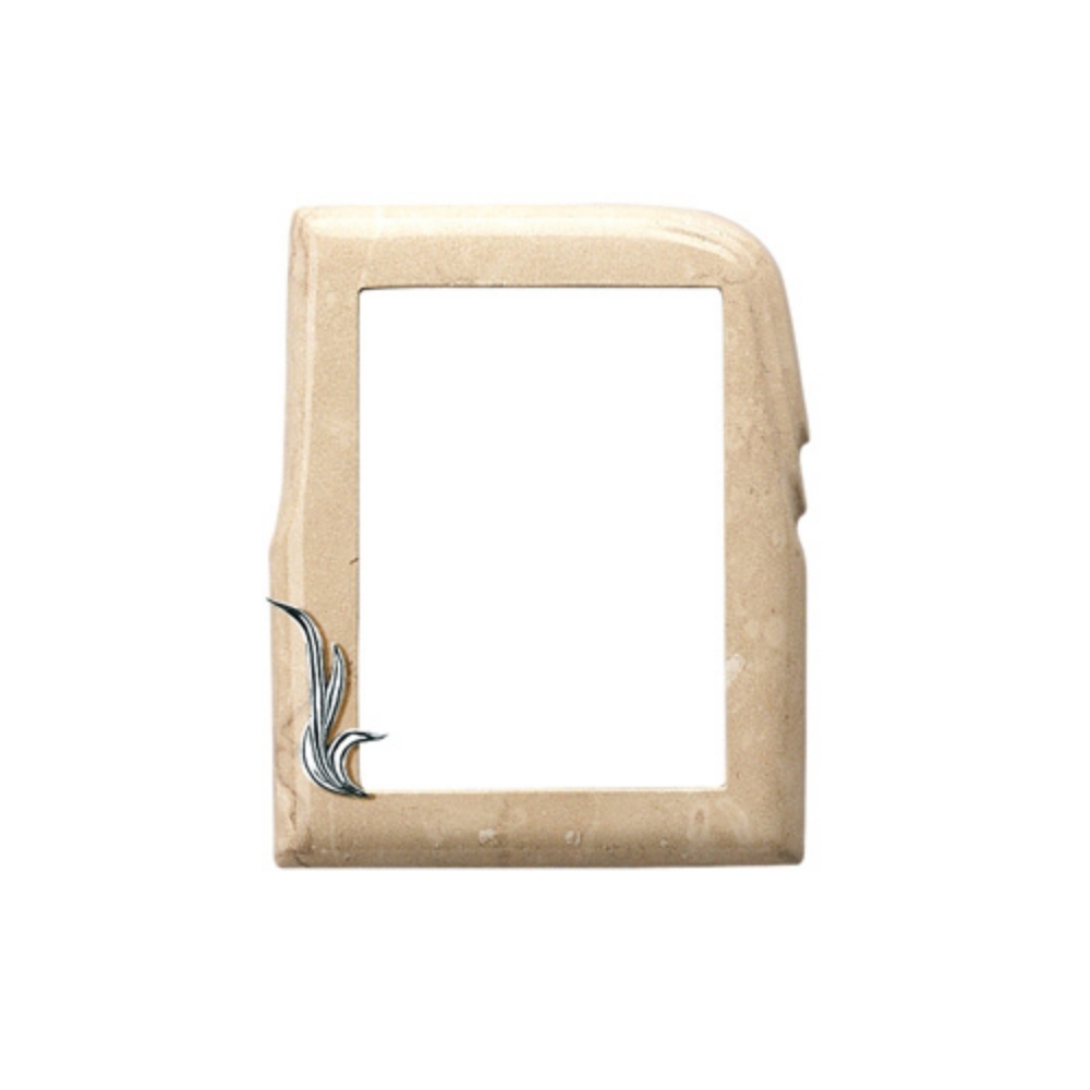 0002015 cornice porta foto rettangolare finitura marmo botticino con decorazione cromo linea olla fela bronz 1000