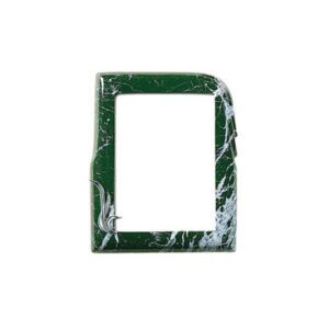 Cornice porta-foto rettangolare – Finitura marmo Verde Guatemala con decorazione cromo – Linea Olla Fela – Bronzo