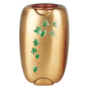 Vaso portafiori decorato per lapidi – Olpe edera – Bronzo