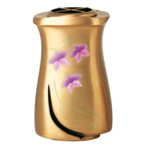 Vaso portafiori grande per lapide o monumento cimiteriale – Linea Idria – Bronzo decorato iris