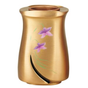 Vaso portafiori per lapide – Linea Idria – Bronzo decorato iris