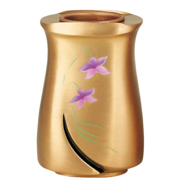 Vaso portafiori per lapide - Linea Idria - Bronzo decorato iris