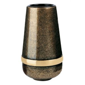Vaso portafiori per lapide – Linea Cotile – Bronzo glitter con fascia bronzo