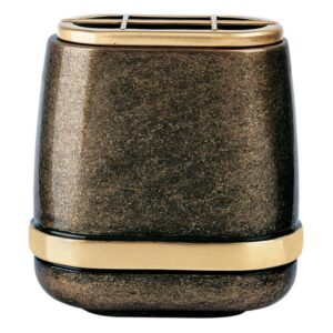 Vaschetta portafiori per lapide – Linea Cotile – Bronzo glitter con fascia bronzo