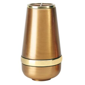 Vaso portafiori per lapide – Linea Cotile – Bronzo con fascia oro