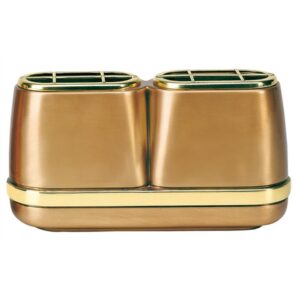 Vaschetta portafiori doppia per lapide – Linea Cotile – Bronzo con fascia oro