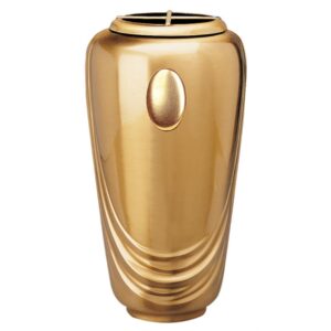 Vaso portafiori grande per lapide o monumento cimiteriale – Linea Pelike oro – Bronzo con applicazione oro