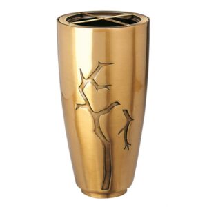 Vaso portafiori grande per lapide o monumento cimiteriale – Linea Pisside rami – Bronzo