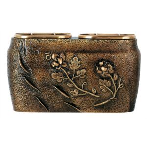 Vaschetta portafiori doppia per lapide – Linea Keliche – Bronzo