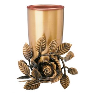 Vaso portafiori con rosa – Pisside – Bronzo