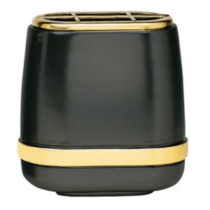 Vaschetta portafiori per lapide – Linea Cotile mercurio – Bronzo con fascia oro