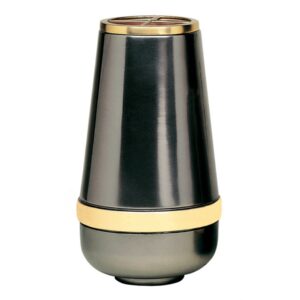Vaso portafiori per lapide – Linea Cotile – Finitura mercurio – Bronzo con fascia oro