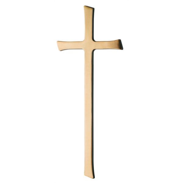 Croce semplice in bronzo lucido - Estremità taglio obliquo