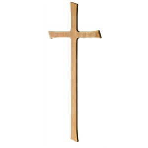 Croce semplice in bronzo lucido – Superficie rigata con estremità taglio obliquo