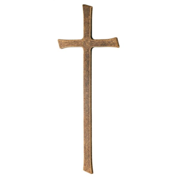 Croce semplice in bronzo - Finitura glitter - Estremità taglio obliquo