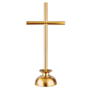 Croce in bronzo lucido – Barre a sezione cilindrica su base candeliere piccola