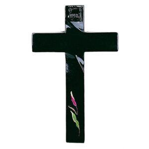 Croce in bronzo decorata – Finitura nero – Olpe Anturium