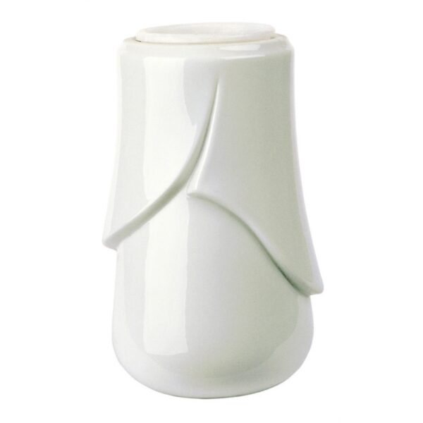 Vaso portafiori per loculi cinerari e ossari - Linea Victoria bianco - Porcellana