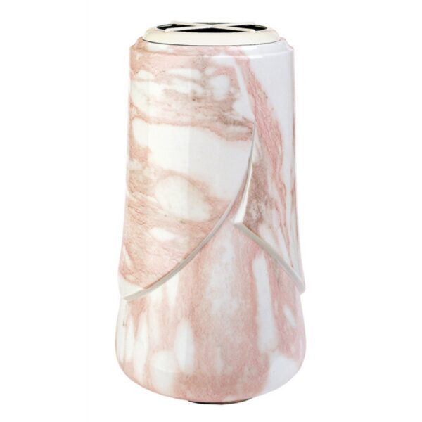 Vaso portafiori grande per lapide o monumento cimiteriale - Linea Victoria rosa - Porcellana