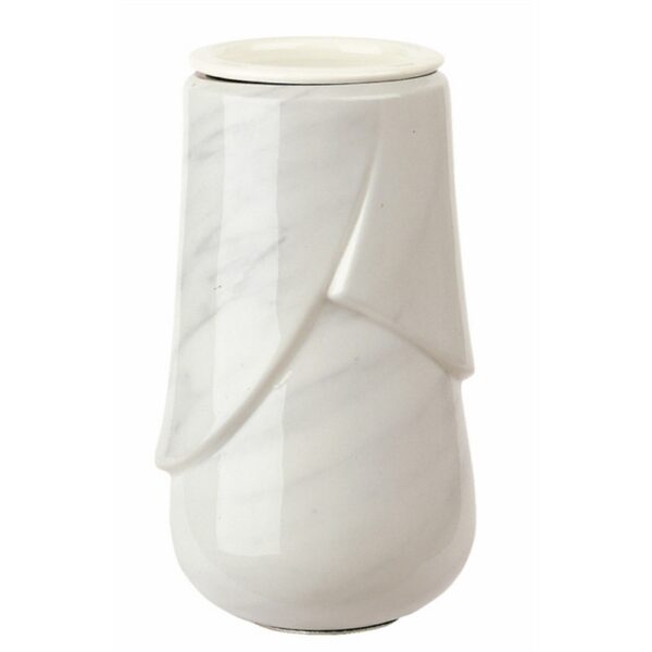 Vaso portafiori per loculi cinerari e ossari - Linea Victoria Carrara - Porcellana