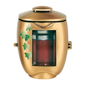 Lampada a cero per lapidi decorata – Bronzo – Linea Olpe Edera