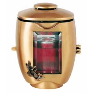 Lampada a cero per lapidi con colombe – Bronzo – Linea Olpe Volo
