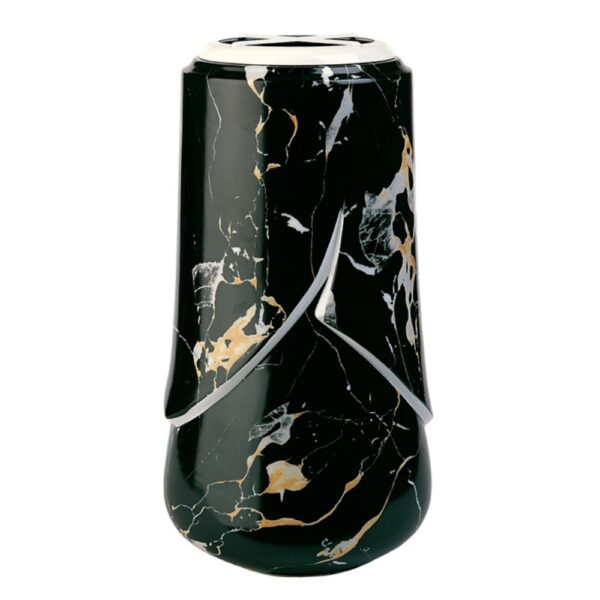 Vaso portafiori grande per lapide o monumento cimiteriale - Linea Victoria Portoro - Porcellana