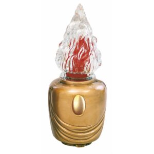 Lampada votiva per lapidi – Linea Pelike – Bronzo con decorazione oro