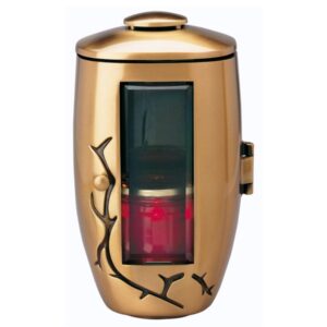Lampada a cero per lapidi con decorazione ramo – Bronzo – Linea Pisside