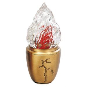 Lampada votiva per loculi cinerari e ossari – Linea Pisside – Bronzo decorazione ramo